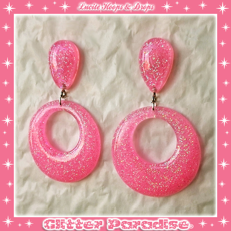 Earrings: Confetti Lucite Hoops and Drops Dust