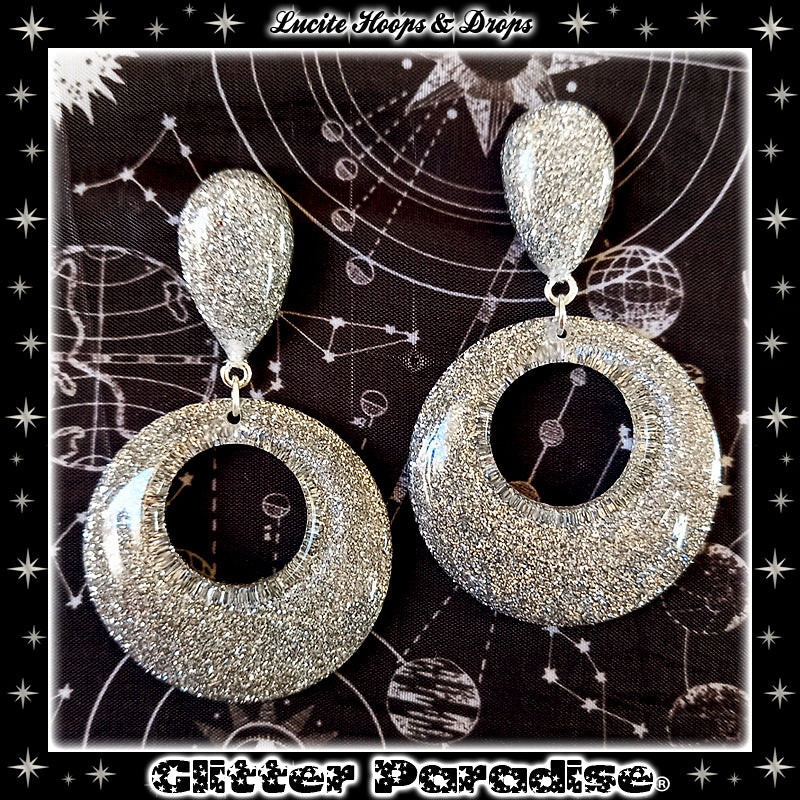 Earrings: Confetti Lucite Hoops and Drops Dust