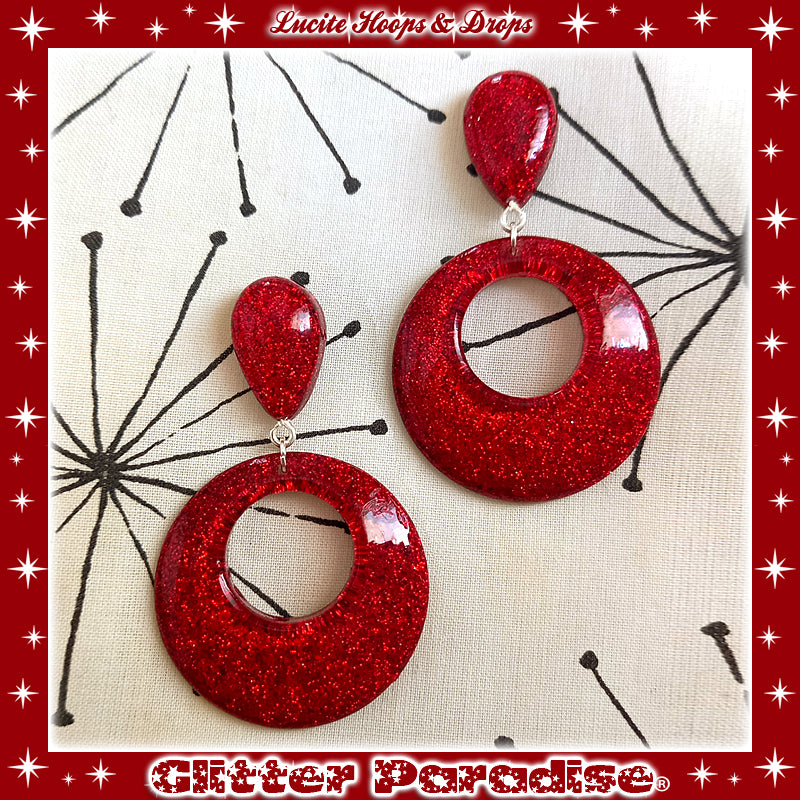 Earrings: Confetti Lucite Hoops and Drops Dust
