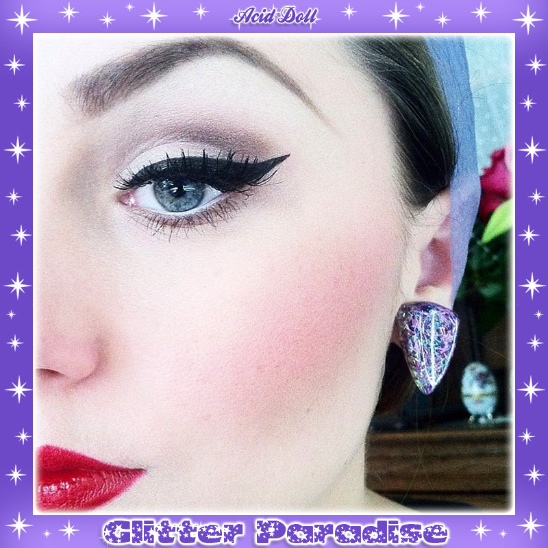 Earrings: Confetti Lucite Triangle Tinsel