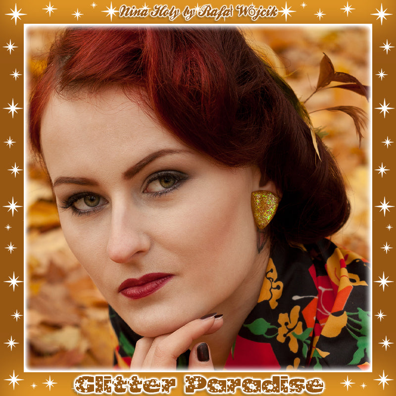 Earrings: Confetti Lucite Triangle Tinsel