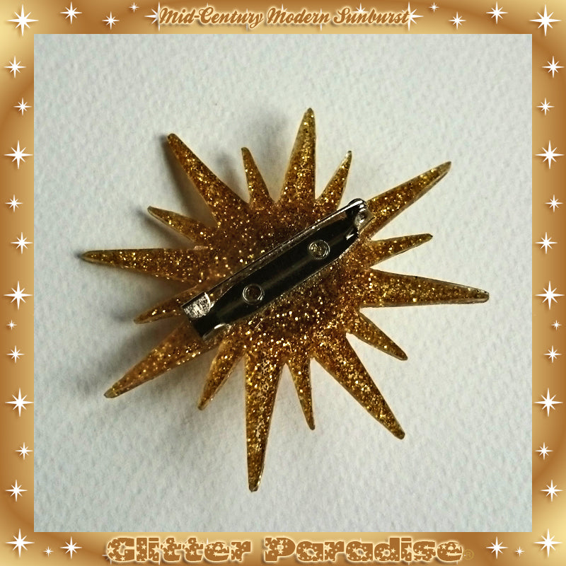 Brooch: Mid-Century Modern Sunburst Gold