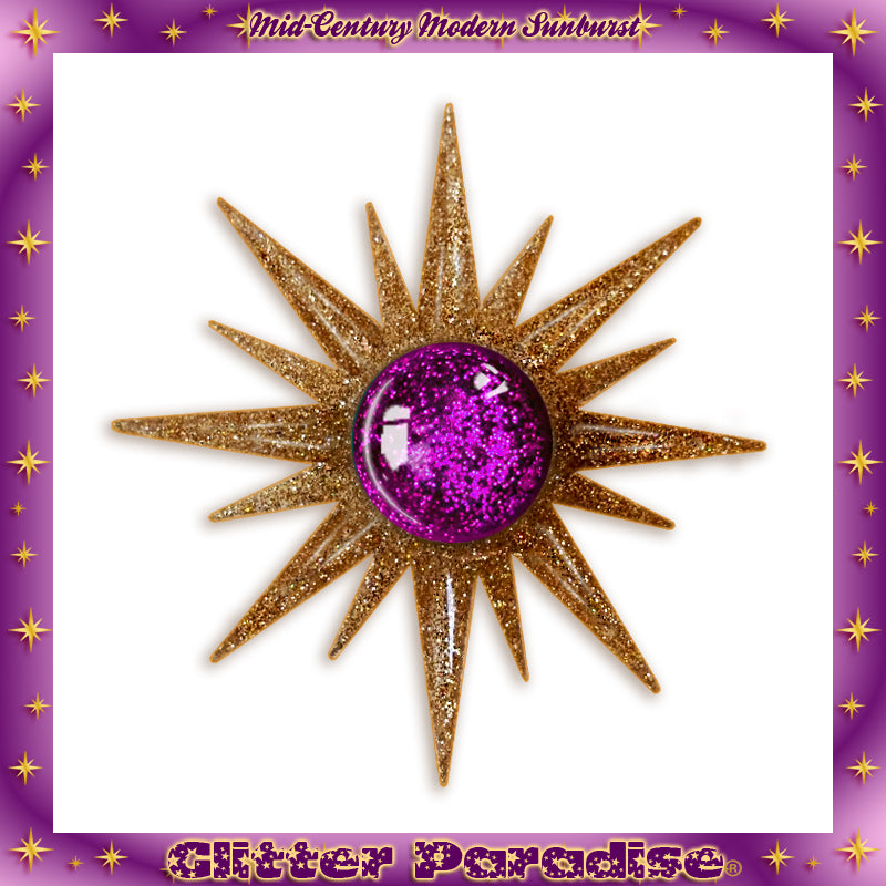 Brooch: Mid-Century Modern Sunburst Gold