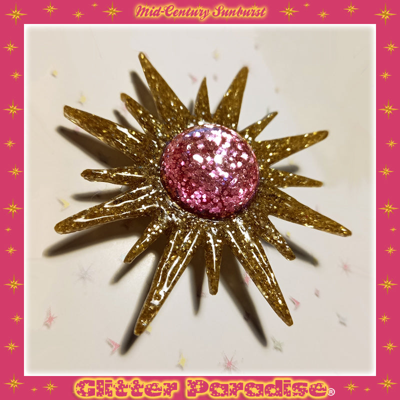 Brooch: Mid-Century Modern Sunburst Gold
