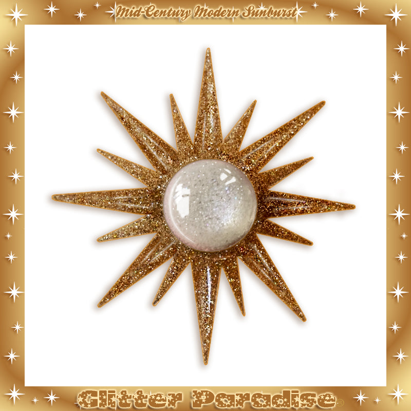 Brooch: Mid-Century Modern Sunburst Gold