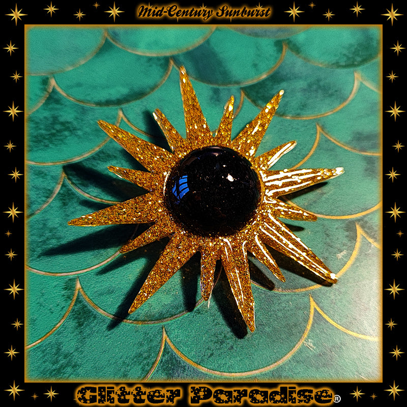 Brooch: Mid-Century Modern Sunburst Gold