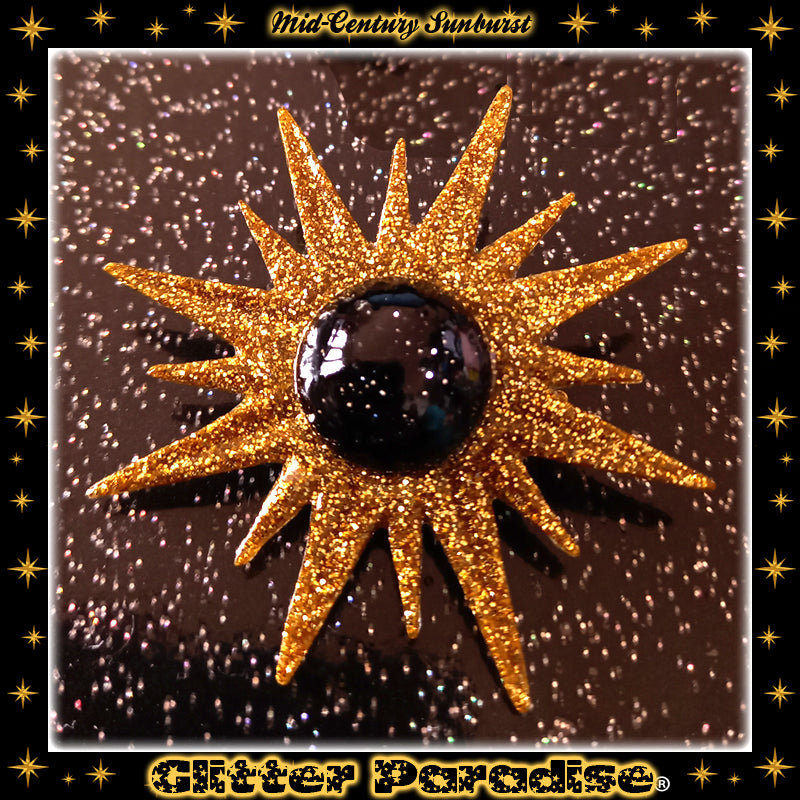 Brooch: Mid-Century Modern Sunburst Gold