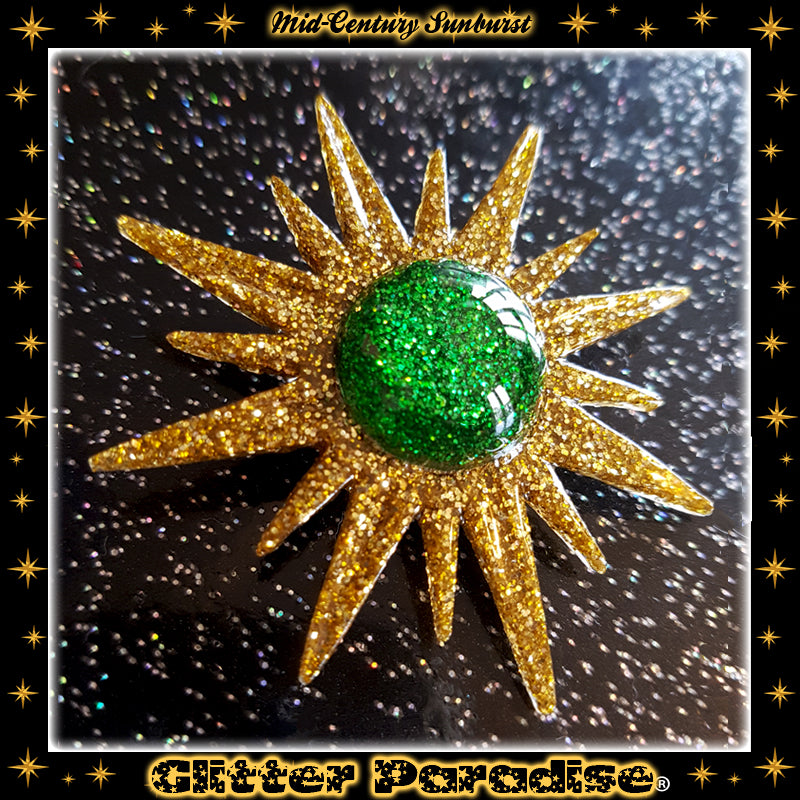 Brooch: Mid-Century Modern Sunburst Gold