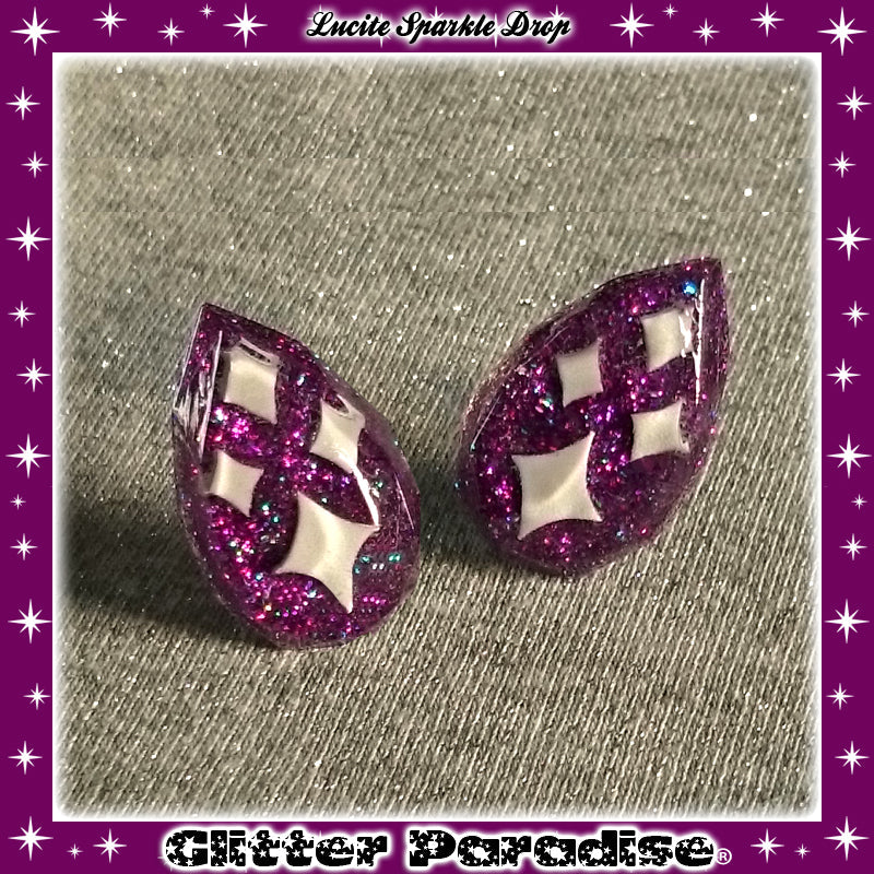 Earrings: Lucite Sparkle Drop