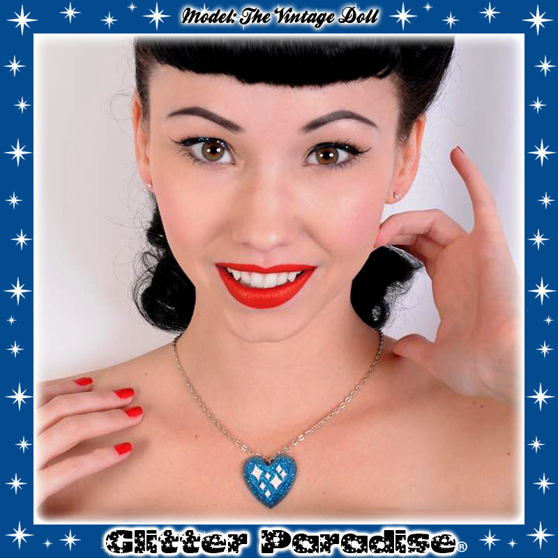 Necklace: Lucite Sparkle Heart