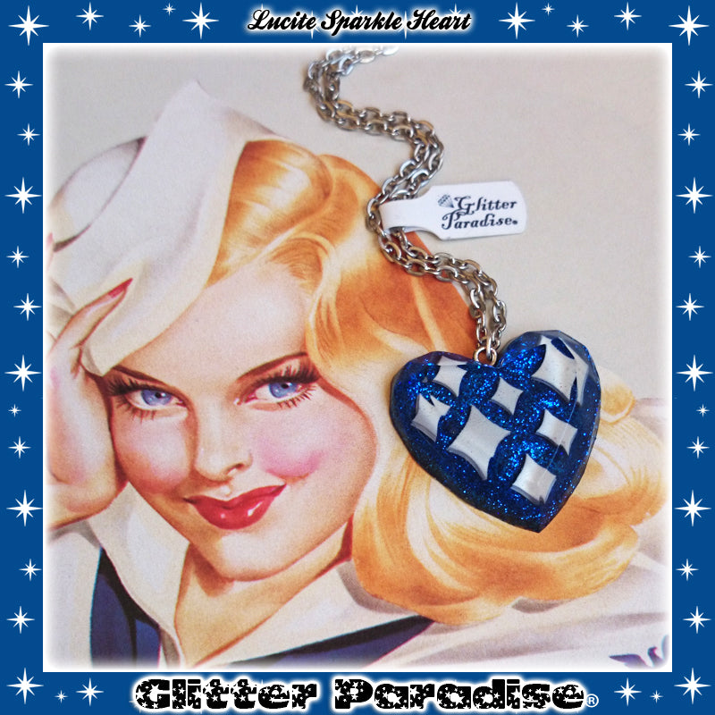 Necklace: Lucite Sparkle Heart