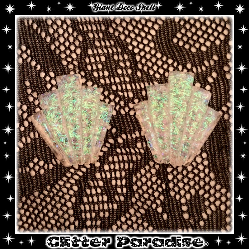 Earrings: Giant Confetti Lucite Deco Shell Tinsel