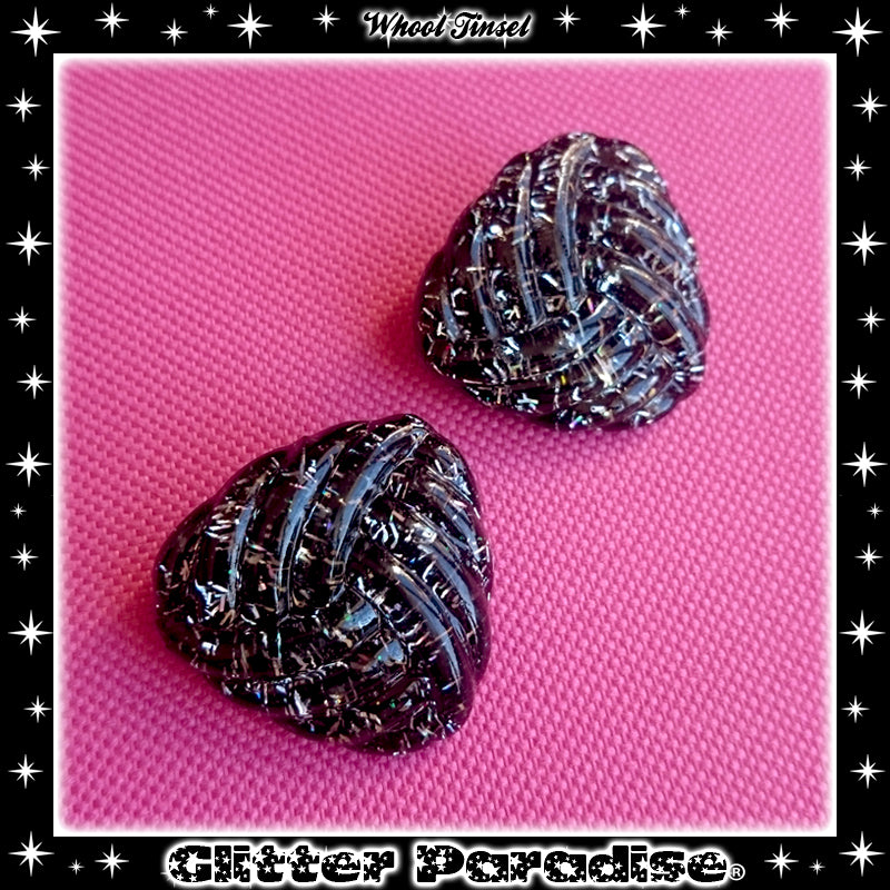 Earrings: Confetti Lucite Whool Tinsel