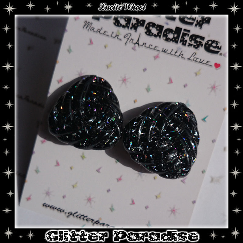 Earrings: Confetti Lucite Whool Tinsel