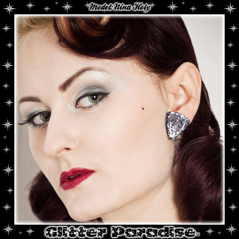 Earrings: Confetti Lucite Triangle Dots