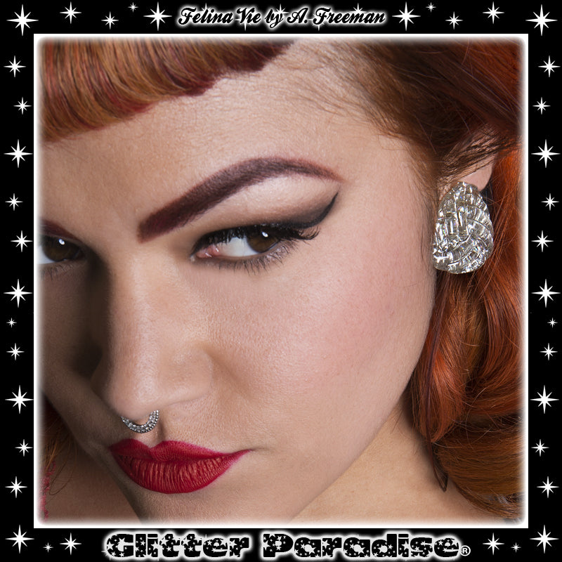 Earrings: Confetti Lucite Whool Tinsel