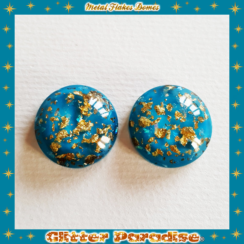 Earrings: Gold Flakes Lucite Dômes