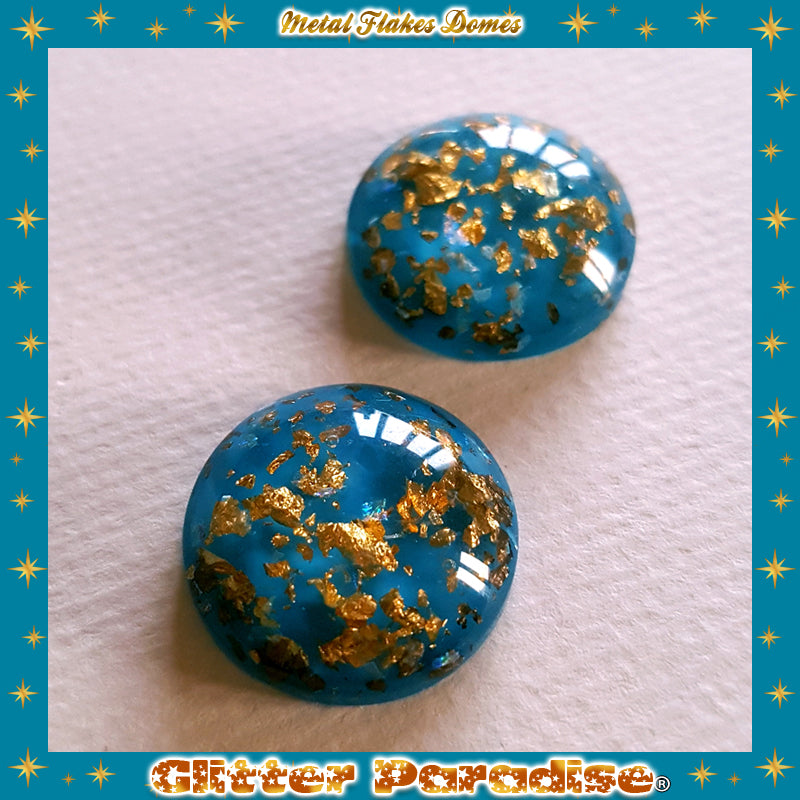 Earrings: Gold Flakes Lucite Dômes