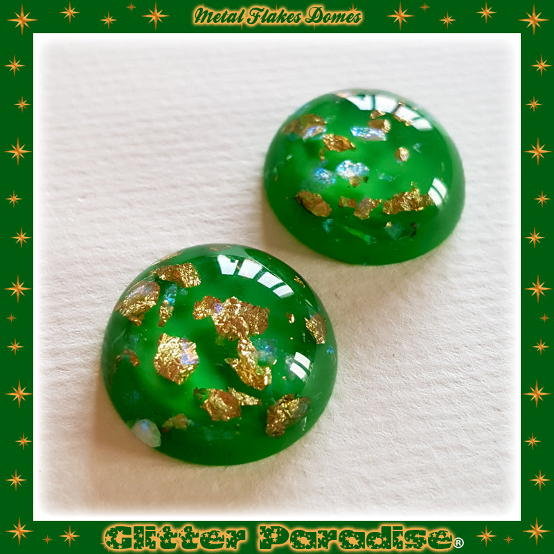 Earrings: Gold Flakes Lucite Dômes