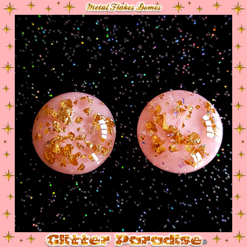 Earrings: Gold Flakes Lucite Dômes