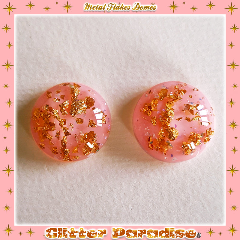 Earrings: Gold Flakes Lucite Dômes