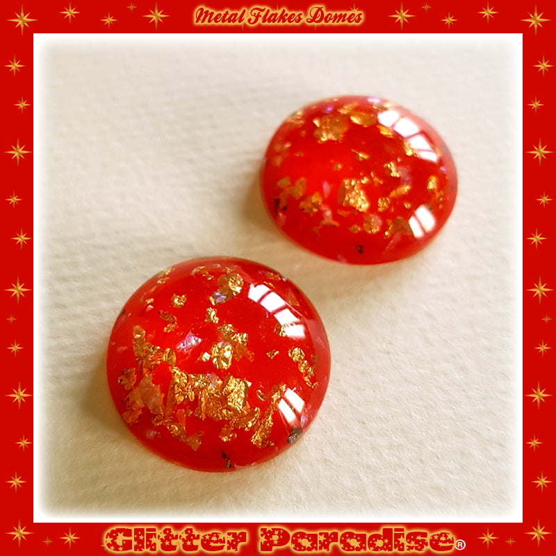 Earrings: Gold Flakes Lucite Dômes