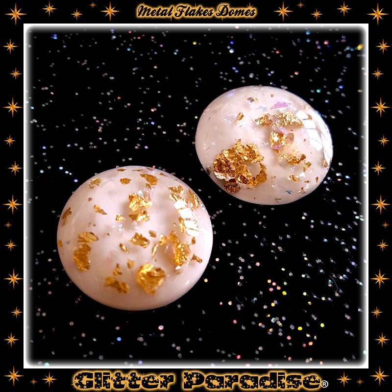 Earrings: Gold Flakes Lucite Dômes