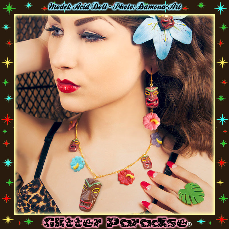 Necklace: Tiki and Hibiscus