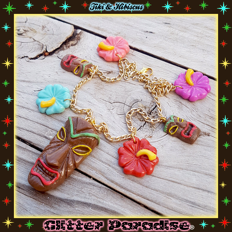 Necklace: Tiki and Hibiscus