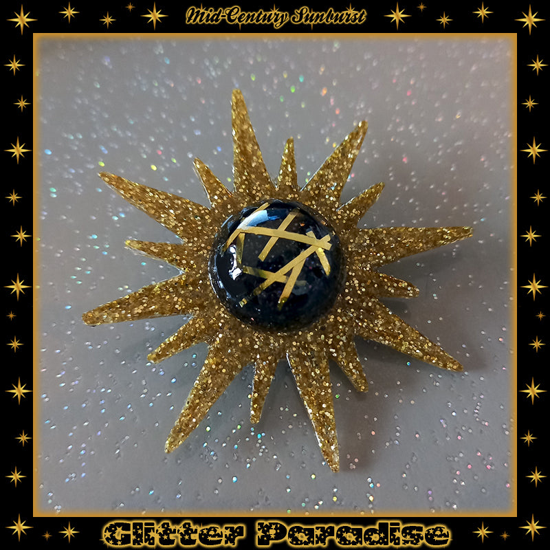 Brooch: Mid-Century Modern Sunburst Bars
