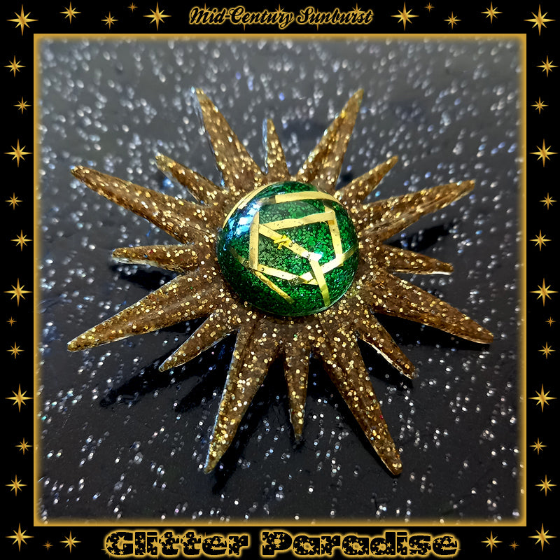 Brooch: Mid-Century Modern Sunburst Bars