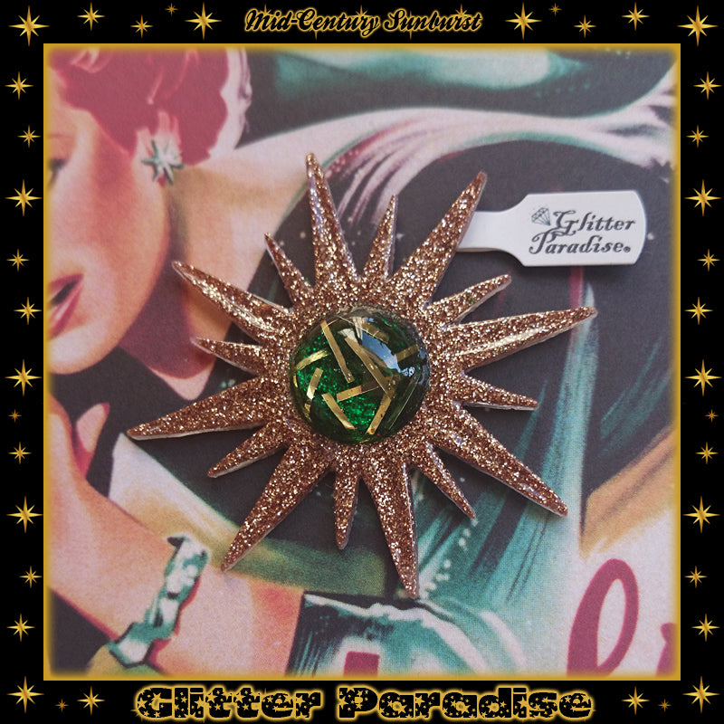 Brooch: Mid-Century Modern Sunburst Bars