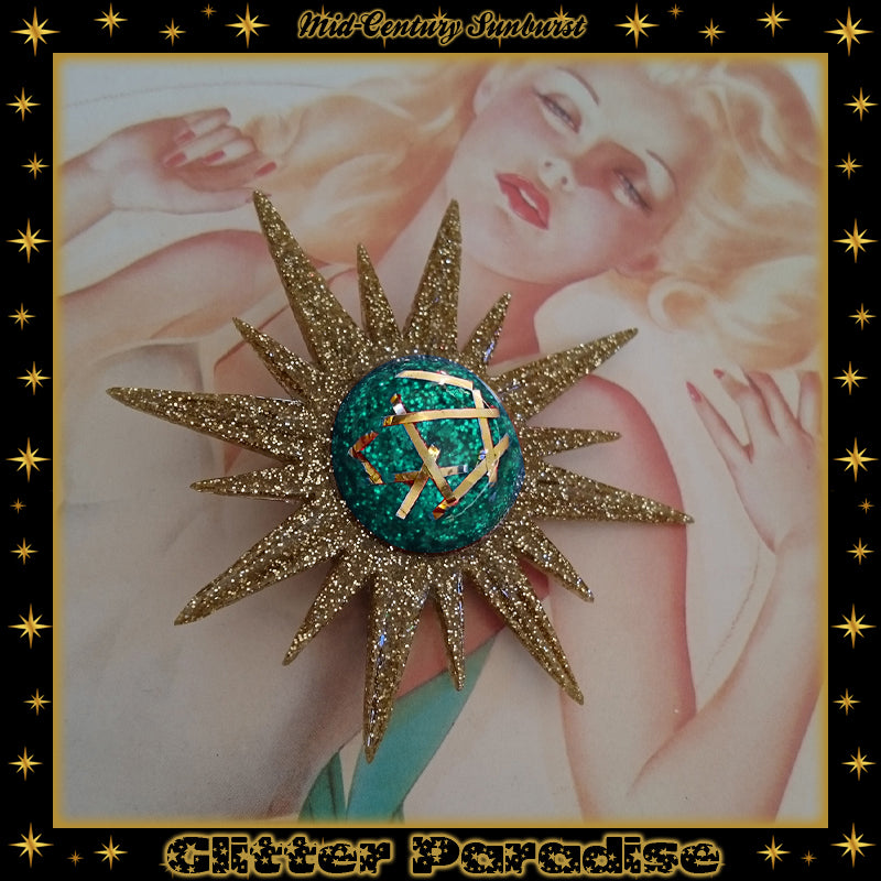 Brooch: Mid-Century Modern Sunburst Bars