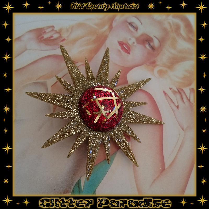 Brooch: Mid-Century Modern Sunburst Bars