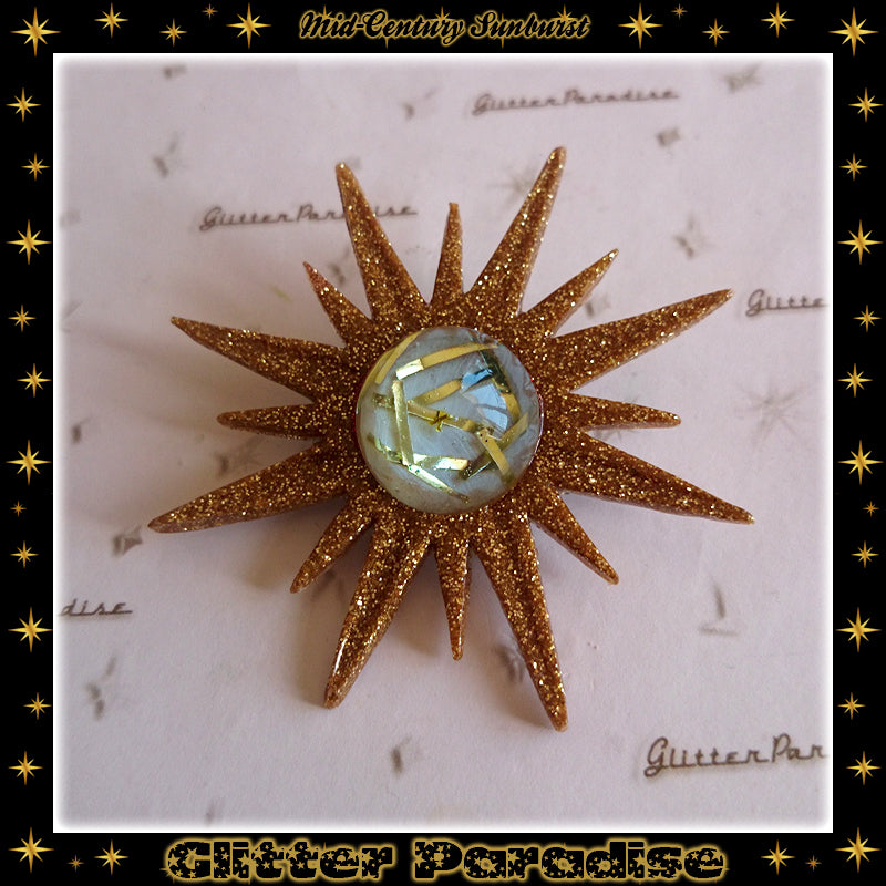 Brooch: Mid-Century Modern Sunburst Bars