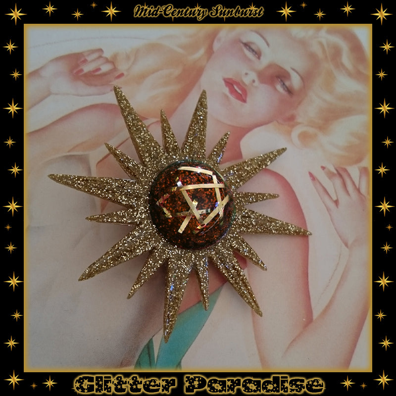 Brooch: Mid-Century Modern Sunburst Bars