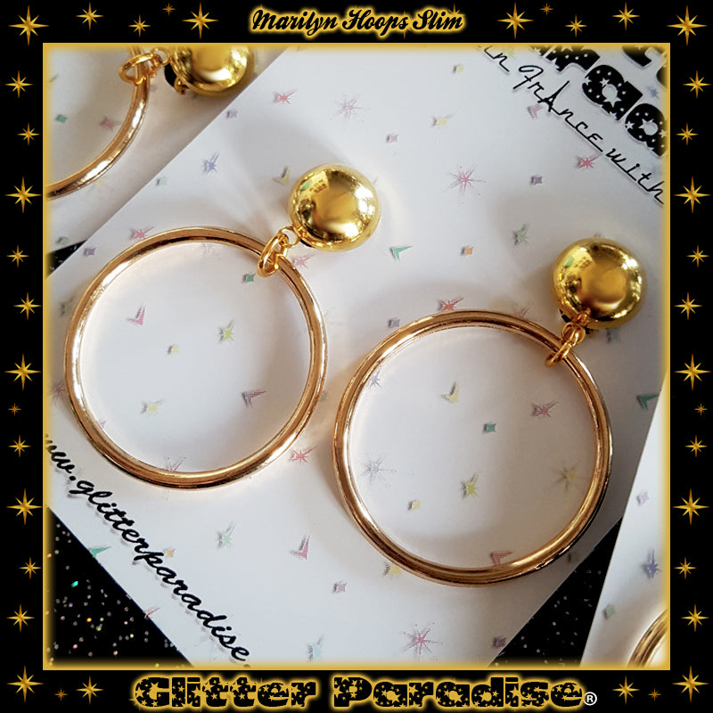 Earrings: Marilyn Hoops Slim Gold