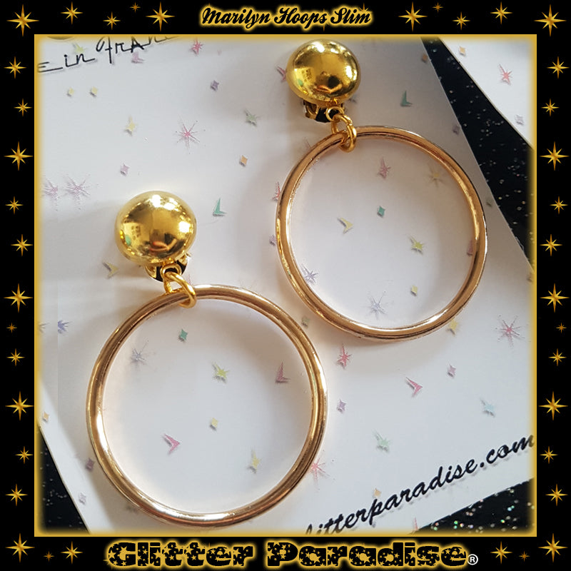 Earrings: Marilyn Hoops Slim Gold