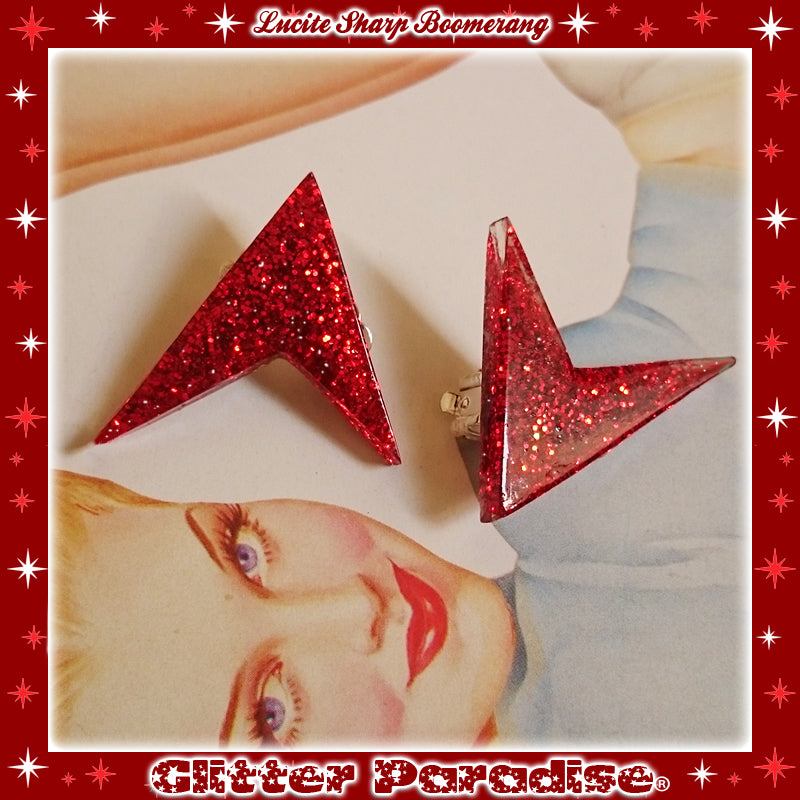 Earrings: Lucite Sharp Boomerang