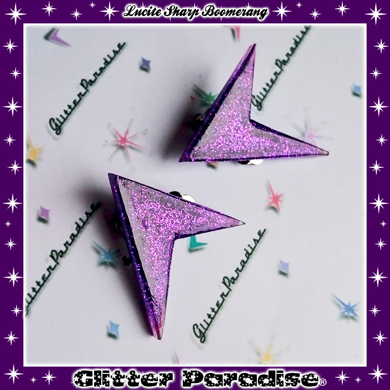 Earrings: Lucite Sharp Boomerang
