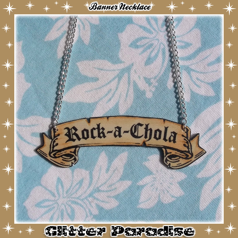 Necklace: Banner with "Your Text"