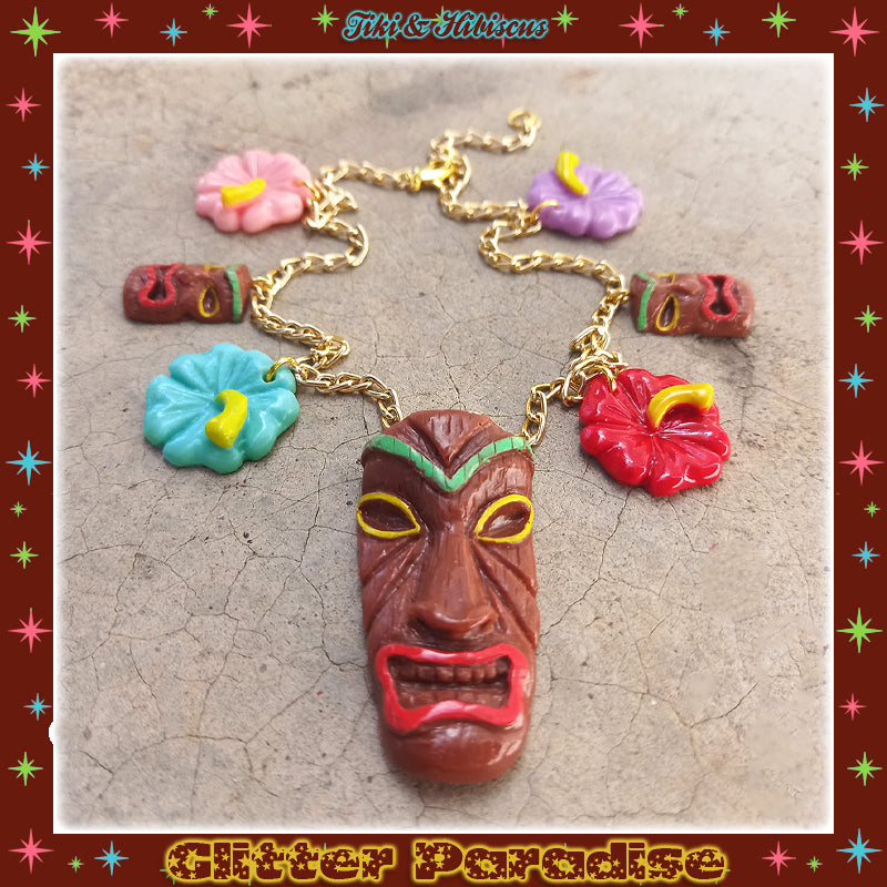 Necklace: Tiki and Hibiscus
