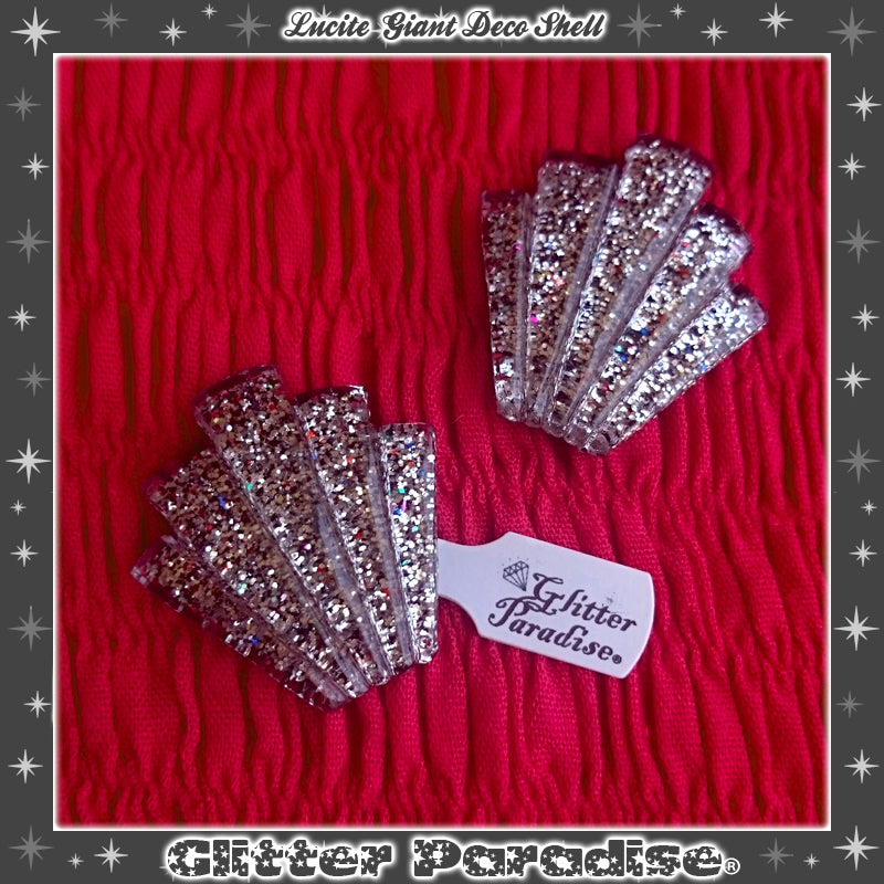 Earrings: Giant Confetti Lucite Deco Shell