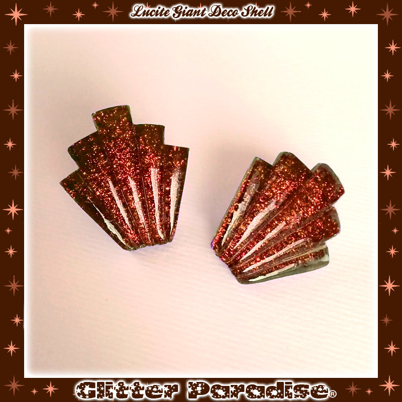 Earrings: Giant Confetti Lucite Deco Shell