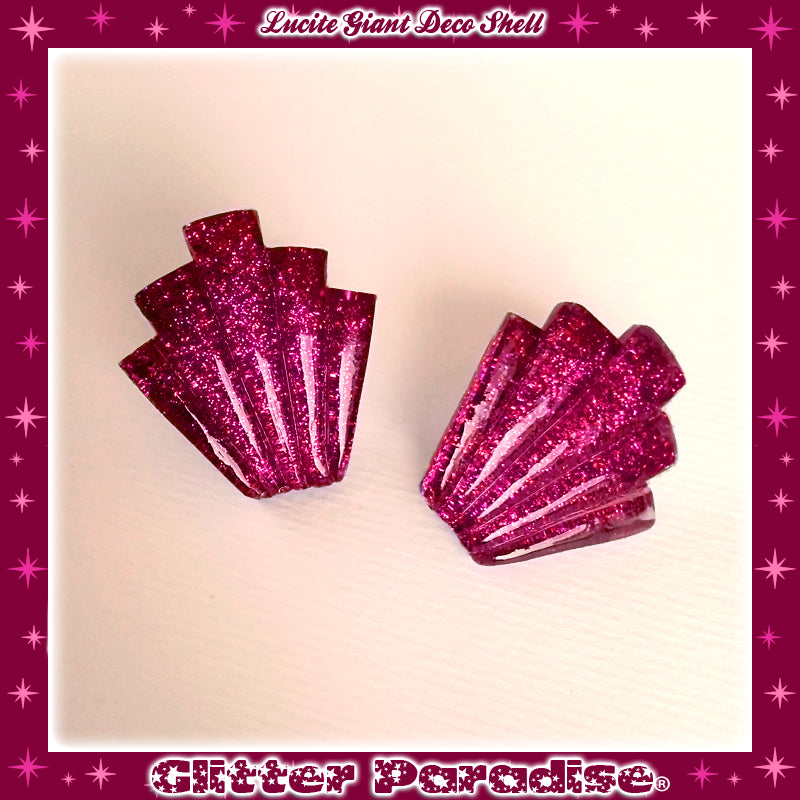 Earrings: Giant Confetti Lucite Deco Shell
