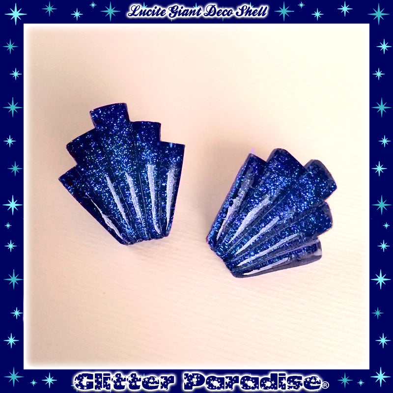 Earrings: Giant Confetti Lucite Deco Shell