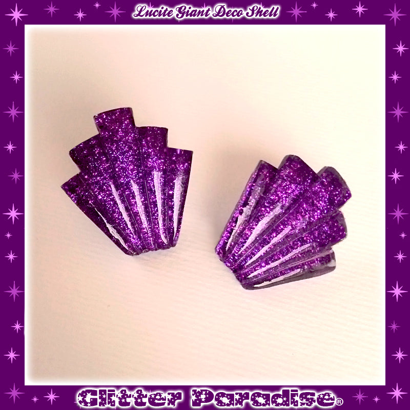 Earrings: Giant Confetti Lucite Deco Shell