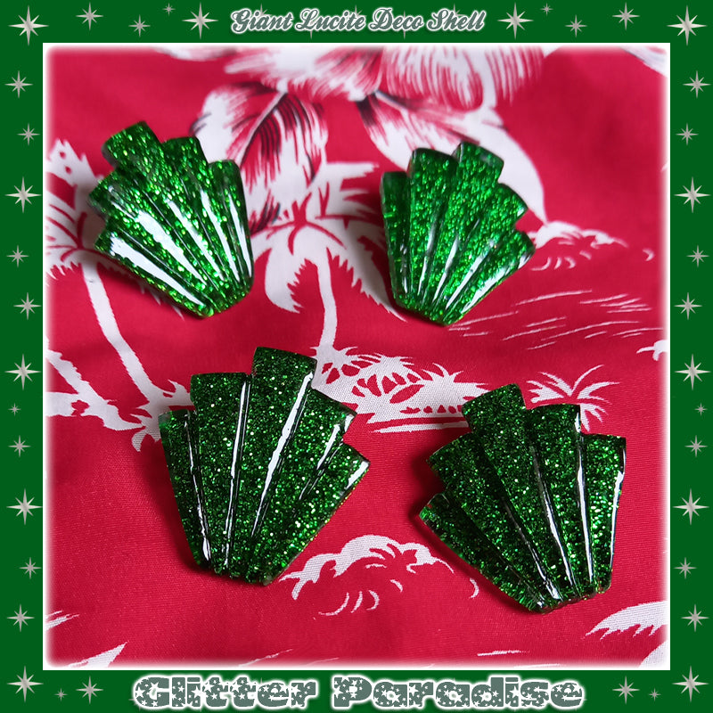 Earrings: Giant Confetti Lucite Deco Shell