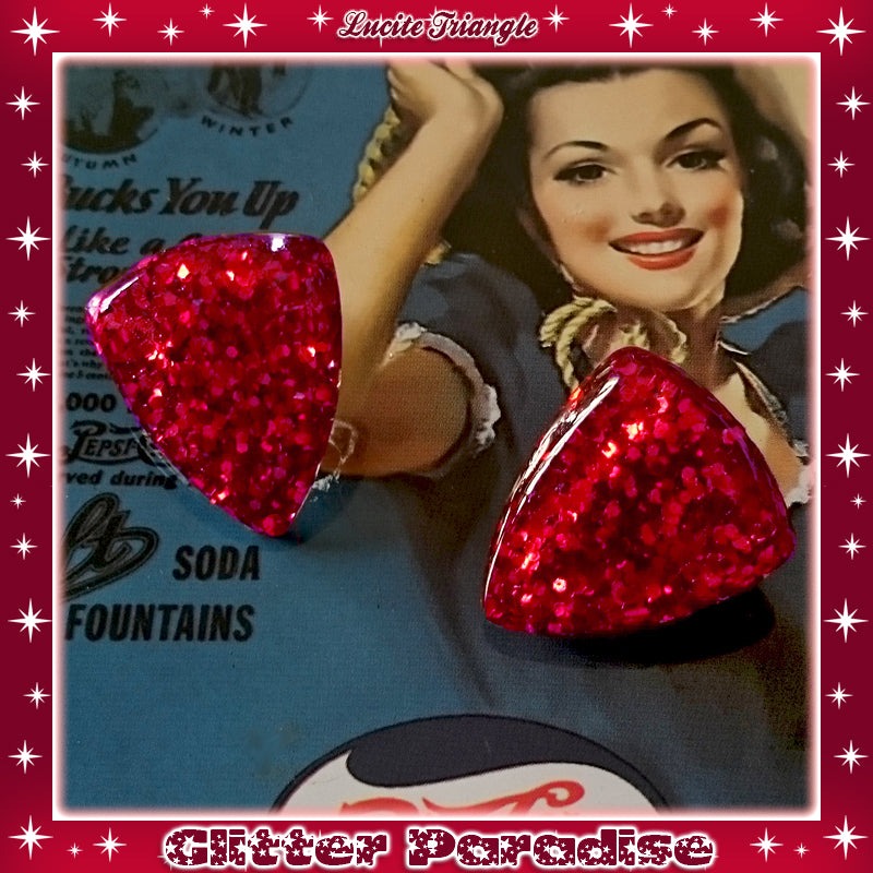 Earrings: Confetti Lucite Triangle Dots