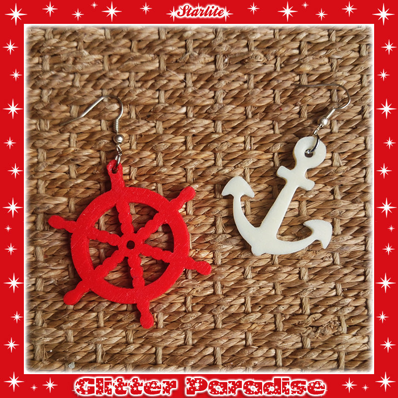 Earrings: Anchor and Wheel
